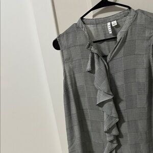 Elle Black and White Checkered Ruffle Dress